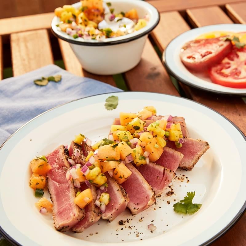 Grilled Ahi Tuna Steak with Jalapeño Pineapple Salsa | Kingsford®