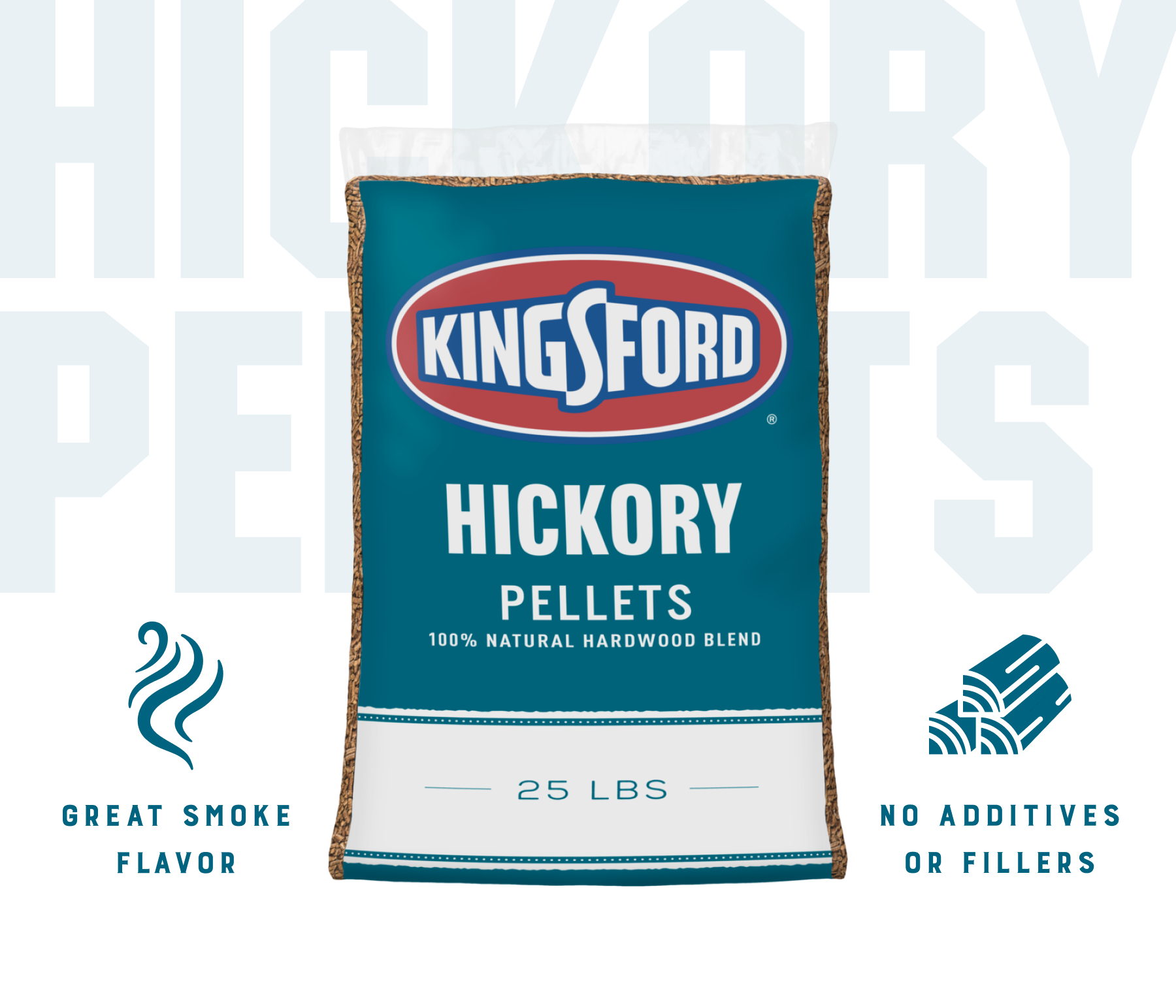 Kingsford® 100% Natural Hardwood Blend Pellets, Hickory, 25 lb