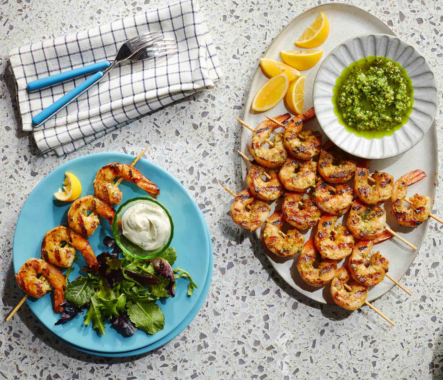 Grilled Pesto Ranch Shrimp Skewers Recipe | Kingsford®